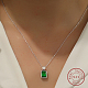 Cubic Zirconia Rectangle Pendant Necklace with Rhodium Plated 925 Sterling Silver Chains(BR7247)-4