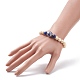 Natural Wood  & Lapis Lazuli(Dyed) & Porcelain Round Beaded Stretch Bracelet(BJEW-JB08205)-3