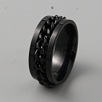 201 Stainless Steel Chain Rotating Finger Ring for Men, Fidge Spinner Ring for Stress Anxiety Relief, Gunmetal, Inner Diameter: 18mm(RJEW-WH0011-12A)