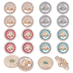 16Pcs 4 Styles Resin Shank Buttons, with Alloy Rhinestone Findings, Flat Round with Bees, 1-Hole, Mixed Color, 18x9~10mm, Hole: 4x2~2.5mm, 4pcs/style(BUTT-ME0001-47)