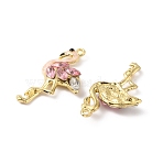 Alloy Rhinestone Pendants, with Enamel, Flamingo Charms, Light Gold, Rose, 29x16x4mm, Hole: 1.4mm(FIND-WH0034-04LG)