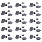 40Pcs Ion Plating(IP) 304 Stainless Steel Stud Earring Findings, with Earring Backs & Hole, Textured, Flat Round, Electrophoresis Black, 12x1mm, Hole: 1.4mm, Pin: 0.7mm(STAS-UN0040-65)