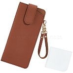 1Pc PU Leather Glasses Storage Bags, Sunglasses Case with Belt, Rectangle, with 1Pc Suede Fiber Glasses Cleaning Cloth, Saddle Brown, 185x85x11mm(AJEW-CN0005-76D)