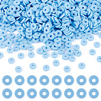 100G Handmade Polymer Clay Beads, Disc/Flat Round, Heishi Beads, Light Sky Blue, 6x1mm, Hole: 2mm(CLAY-TA0001-77C)