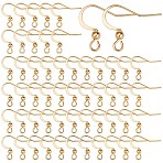 100Pcs 304 Stainless Steel French Earring Hooks, Flat Earring Hooks, Ear Wire, with Horizontal Loop, Real 18K Gold Plated, 15~17x18mm, Hole: 2mm, 21 Gauge, Pin: 0.7mm(STAS-SC0004-63G)
