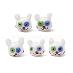 Handmade Lampwork Beads, Cat, Colorful, 14.5~16x14~15x14~14.5mm, Hole: 1.5~1.8mm(FIND-C096-03A)