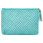 1Pc Velvet Cosmetic Zipper Bags, Ladies' Large Capacity Travel Storage Bags, Rectangle with Tassel, Cyan, 165x225x6mm(AJEW-CN0005-87B)