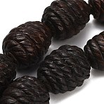 Carved Jujube Wood European Beads, Pine Cone Shape, Large Hole Beads, Coconut Brown, 37~39x30~30.5mm, Hole: 4mm(WD-CBAC5FE-02)