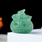 Halloween Natural Green Aventurine Home Display Decorations, Pumpkin with Hat, 25~28x25~28mm(G-PW0004-53A-01)