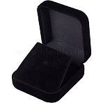 Square Velvet Bangle Storage Boxes with Black Inside, Black, 5.85x5.35x2.5cm(CON-WH20010-03C)