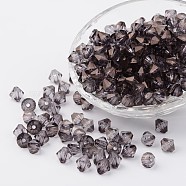 Faceted Bicone Transparent Acrylic Beads, Dyed, Gray, 4mm, Hole: 1mm(X-DBB4mm-60)