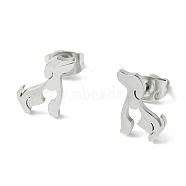 Cute Little Animal Theme 304 Stainless Steel Stud Earrings, Dog, 10.5x10mm(EJEW-B041-02A-P)