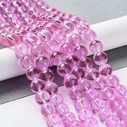 Drawbench Transparent Glass Beads Strands, Spray Painted, Round, Hot Pink, 10mm, Hole: 1.3~1.6mm, 31.4 inch(GLAD-Q012-10mm-03)