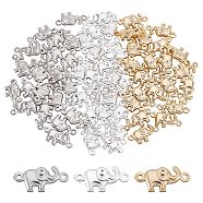 PandaHall Elite 60Pcs 3 Colors Brass Links Connectors, Elephant Shape, Mixed Color, 14x6.5x2.5mm, Hole: 1mm, 60pcs/box(KK-PH0002-34)