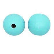 Spray Painted Natural Wood Beads, Round, Cyan, 19.5~20mm, 351pcs/817g(WOOD-WH0023-22B-09)