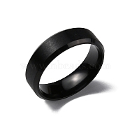 PVD Vacuum Plating Matte Style 304 Stainless Steel Wide Band Finger Rings for Women Men, Plain Band Rings, Electrophoresis Black, 6mm, Inner Diameter: US Size 8 1/4(18.2mm)(RJEW-WH0009-14C-EB)