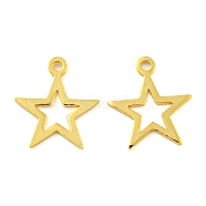 925 Sterling Silver Hollow Star Charms, Real 18K Gold Plated, 11x10x0.5mm, Hole: 1mm(STER-B005-38G)