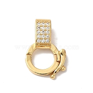 Rack Plating Brass Micro Pave Clear Cubic Zirconia Twister, Cadmium Free & Lead Free, Long-Lasting Plated, Real 18K Gold Plated, 18.5mm, Hole: 6x3mm(KK-A222-03A-G)