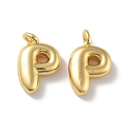 Brass Pendants, Real 18K Gold Plated, Letter P, 19x12x4.5mm, Hole: 3.2mm(KK-A199-01G-P)