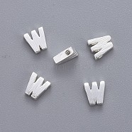 Brass Charms, Letter, Letter.W, 6x5x2mm, Hole: 1mm(KK-P081-W-S)