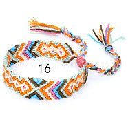 Cotton Braided Rhombus Pattern Cord Bracelet, Ethnic Tribal Adjustable Brazilian Bracelet for Women, Dark Salmon, 5-7/8~14-1/8 inch(15~36cm)(FIND-PW0013-003A-16)