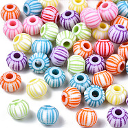 Opaque Acrylic Beads, Round, Mixed Color, 7.5x6mm, Hole: 2mm, about 2760pcs/500g(OACR-N008-56)