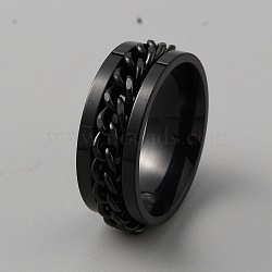 201 Stainless Steel Chain Rotating Finger Ring for Men, Fidge Spinner Ring for Stress Anxiety Relief, Gunmetal, Inner Diameter: 18mm(RJEW-WH0011-12A)
