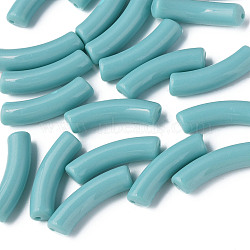 Opaque Acrylic Beads, Curved Tube, Turquoise, 32x10x8mm, Hole: 1.8mm(MACR-S372-002B-15-5209)