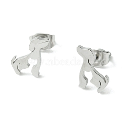 Non-Tarnish Cute Little Animal Theme 304 Stainless Steel Stud Earrings, Dog, 10.5x10mm(EJEW-B041-02A-P)