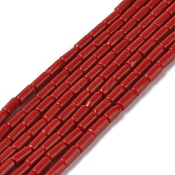 Dyed Synthetic Coral Beads Strands, Column, FireBrick, 8x3mm, Hole: 0.8mm, about 61pcs/strand, 16.93''(43cm)(CORA-P010-02)