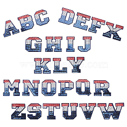 Computerized Embroidery Cloth Iron on/Sew on Patches, Costume Accessories, Appliques, 26 Alphabet, Blue, 48x50x1.5mm(DIY-WH0183-96)