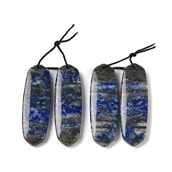 2Pcs Natural Lapis Lazuli Pendants, Gems Charms, Oval, 37.5x12x3mm, Hole: 1mm(G-A228-02C)