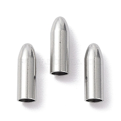 304 Stainless Steel Cord Ends, End Caps, Bullet, Stainless Steel Color, 7.47x2.47mm, Inner Diameter: 2.04mm(STAS-K146-091-01A)