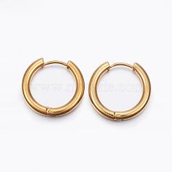 Ion Plating(IP) 304 Stainless Steel Huggie Hoop Earrings, Hypoallergenic Earrings, with 316 Surgical Stainless Steel Pin, Golden, 9 Gauge, 20x21x3mm, Pin: 1mm, Inner Diameter: 14mm(EJEW-F111-20mm-G)