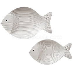 2Pcs Wooden Wall Hanging Ornaments, Fish, White, 121x200x22mm(AJEW-WH20070-353A)