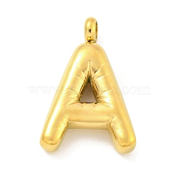 Ion Plating(IP) 304 Stainless Steel Pendants, Letter Charm, Golden, Letter A, 25.5x26.5x5.5mm, Hole: 3mm(STAS-C102-16G-A)