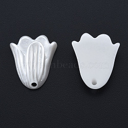 ABS Plastic Imitation Pearl Pendants, Flower, Creamy White, 20x17x6mm, Hole: 1.8mm(KY-N015-34)