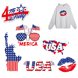 USA Pattern PET Heat Transfer Film Logo Stickers Set, for DIY T-Shirt, Bags, Hats, Jackets, Colorful, Sign Pattern, 300x207mm, 6pcs/set(DIY-WH0230-025)