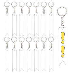 BENECREAT DIY Vertical Flag Acrylic Blank Pendant Keychain Making Kits, with Iron Split Key Rings, Platinum & Stainless Steel Color, Pendants: 99x21.5x3mm, Hole: 4mm, 20pcs/box(DIY-BC0001-64B)