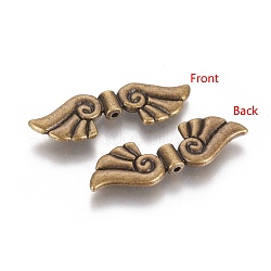 Tibetan Style Alloy Beads, Cadmium Free & Nickel Free & Lead Free, Wing, Antique Bronze, 14x44x4mm, Hole: 2mm(X-TIBEB-4993-AB-NR)