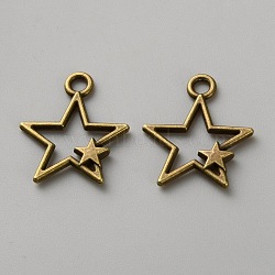 Tibetan Style Alloy Pendants, Star Charms, Antique Bronze, 25x22x3mm, Hole: 3mm(FIND-WH0126-737AB)