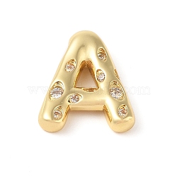 Brass Micro Pave Clear Cubic Zirconia Pendant, Letter A~Z, Letter A, 21x18x6mm, Hole: 4mm(KK-Z046-01G-A)