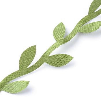 Polyester Leaf Trim Ribbon, for Baby Shower, DIY Craft, Party Wedding Home Decoration, Olive Drab, 24mm, about 200m/bundle