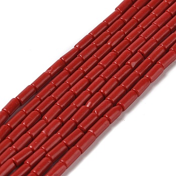 Dyed Synthetic Coral Beads Strands, Column, FireBrick, 8x3mm, Hole: 0.8mm, about 61pcs/strand, 16.93''(43cm)