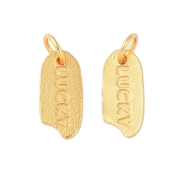 925 Sterling Silver Lucky Oval Charms, with 925 Stamp & Jump Rings, Real 18K Gold Plated, 10.5x5x0.5mm, Hole: 2.5mm