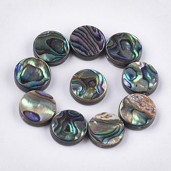 Abalone Shell/Paua Shell Beads, Flat Round, Green, 12x3~4mm, Hole: 1.2mm