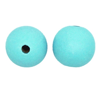 Spray Painted Natural Wood Beads, Round, Cyan, 19.5~20mm, 351pcs/817g