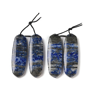 2Pcs Natural Lapis Lazuli Pendants, Gems Charms, Oval, 37.5x12x3mm, Hole: 1mm