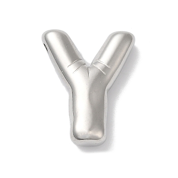 Non-Tarnish 304 Stainless Steel Pendants, Letter Charm, Letter Y, 21x16x5mm, Hole: 2mm