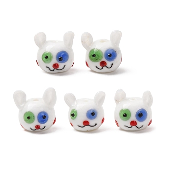 Handmade Lampwork Beads, Cat, Colorful, 14.5~16x14~15x14~14.5mm, Hole: 1.5~1.8mm